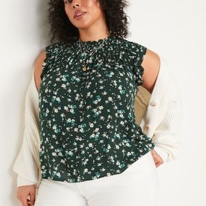 green floral blouse